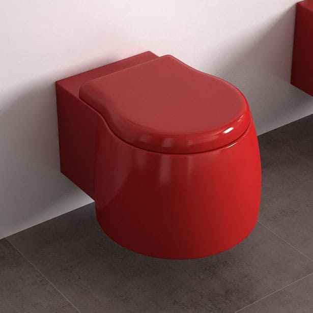 Červené závesné WC